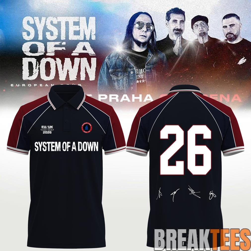 System of a Down “Europe-UK Stadium Tour 2026” Signature Polo Shirt System of a Down “Europe-UK Stadium Tour 2026” Signature Polo Shirt