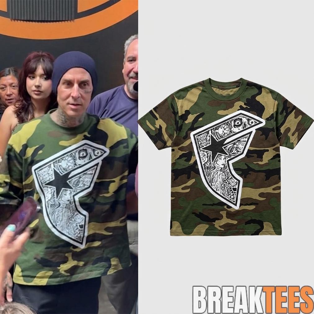 Travis Barker Famous Stars and Straps Camo At The Blink-182 Day In Los Angeles Shirt Travis Barker Famous Stars and Straps Camo At The Blink-182 Day In Los Angeles Shirt