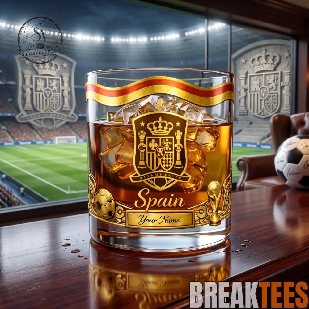World Cup 2026 Spain National Soccer Team Crest Personalized Whiskey Glass World Cup 2026 Spain National Soccer Team Crest Personalized Whiskey Glass