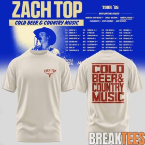 Zach Top – Cold Beer & Country Music Tour ’26 T-Shirt