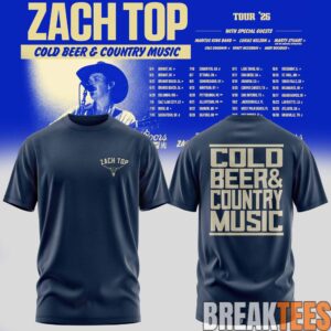 Zach Top – Cold Beer & Country Music Tour ’26 T-Shirt 1 Zach Top – Cold Beer & Country Music Tour ’26 T-Shirt 1