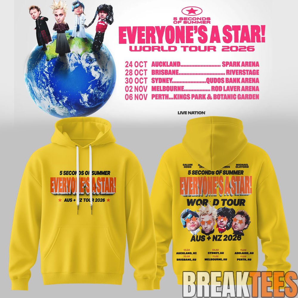 5 Seconds of Summer EVERYONE’S A STAR! AUS & NZ Tour Limited Hoodie 5 Seconds of Summer EVERYONE’S A STAR! AUS & NZ Tour Limited Hoodie