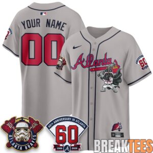 Atlanta Braves x Star Wars Darth Vader Custom Baseball Jersey 1