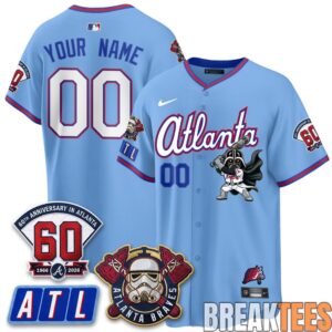 Atlanta Braves x Star Wars Darth Vader Custom Baseball Jersey 4