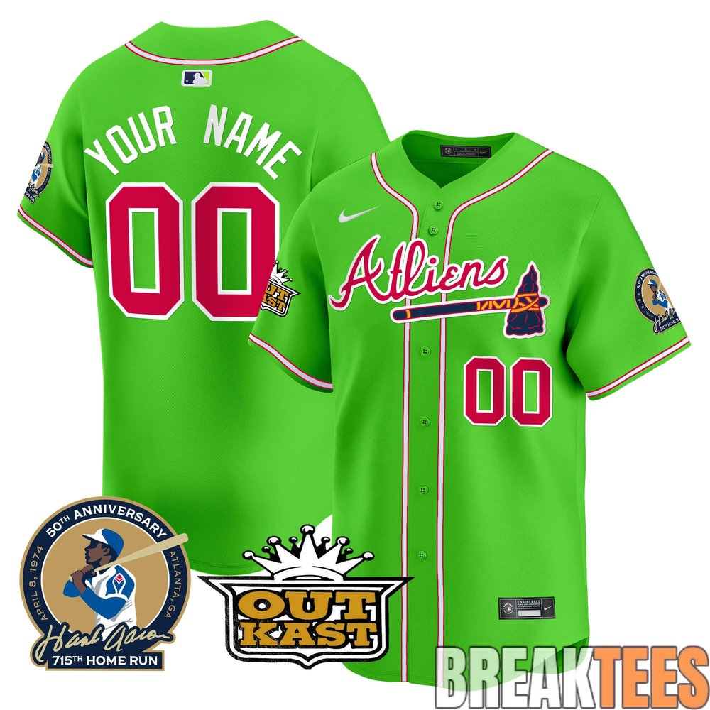 Atlanta Braves Atliens & Hank Aaron Premier Limited Custom Jersey Atlanta Braves Atliens & Hank Aaron Premier Limited Custom Jersey