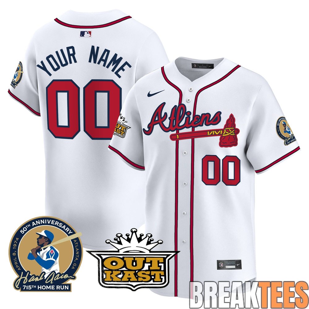 Atlanta Braves Atliens & Hank Aaron Premier Limited Custom Jersey Atlanta Braves Atliens & Hank Aaron Premier Limited Custom Jersey