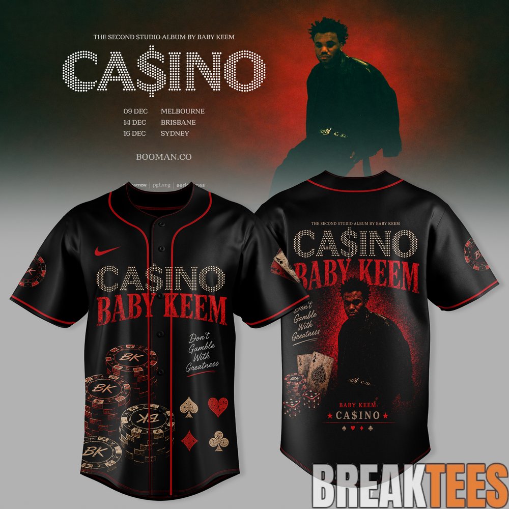 Baby Keem – Ca$ino 2026 Tour Baseball Jersey Baby Keem – Ca$ino 2026 Tour Baseball Jersey