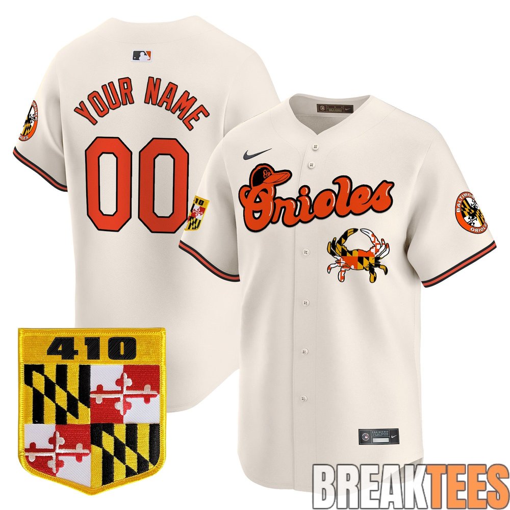 Baltimore Orioles 410 & Chesapeake Crab Patch Premier Custom Baseball Jersey Baltimore Orioles 410 & Chesapeake Crab Patch Premier Custom Baseball Jersey