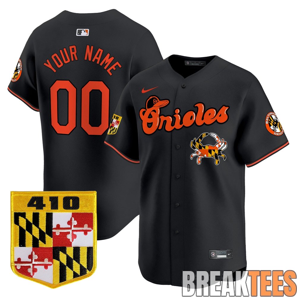 Baltimore Orioles 410 & Chesapeake Crab Patch Premier Custom Baseball Jersey Baltimore Orioles 410 & Chesapeake Crab Patch Premier Custom Baseball Jersey