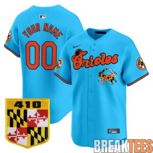 Baltimore Orioles 410 & Chesapeake Crab Patch Premier Custom Baseball Jersey 5 Baltimore Orioles 410 & Chesapeake Crab Patch Premier Custom Baseball Jersey 5