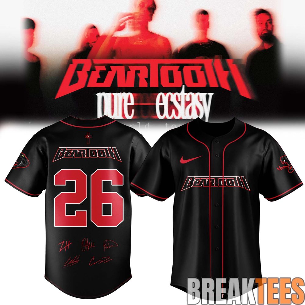Beartooth “Pure Ecstasy World Tour” 2026 Baseball Jersey Beartooth “Pure Ecstasy World Tour” 2026 Baseball Jersey