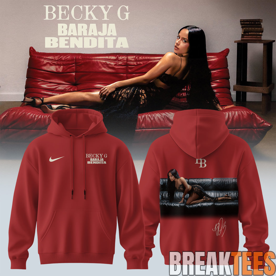 Becky G “Baraja Bendita” Album 2026 Limited Edition Signature Hoodie – Red Becky G “Baraja Bendita” Album 2026 Limited Edition Signature Hoodie – Red