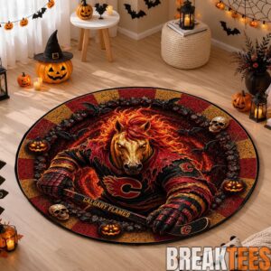 Calgary Flames Special Halloween Round Quilted Rug