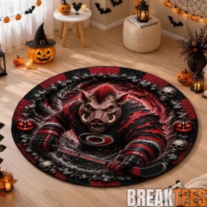 Carolina Hurricanes Special Halloween Round Quilted Rug