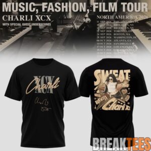 Charli XCX Music, Fashion, Film Tour 2026 T-Shirt