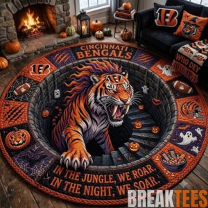Cincinnati Bengals 2026 Halloween Quilted Round Rug – Limited Edition