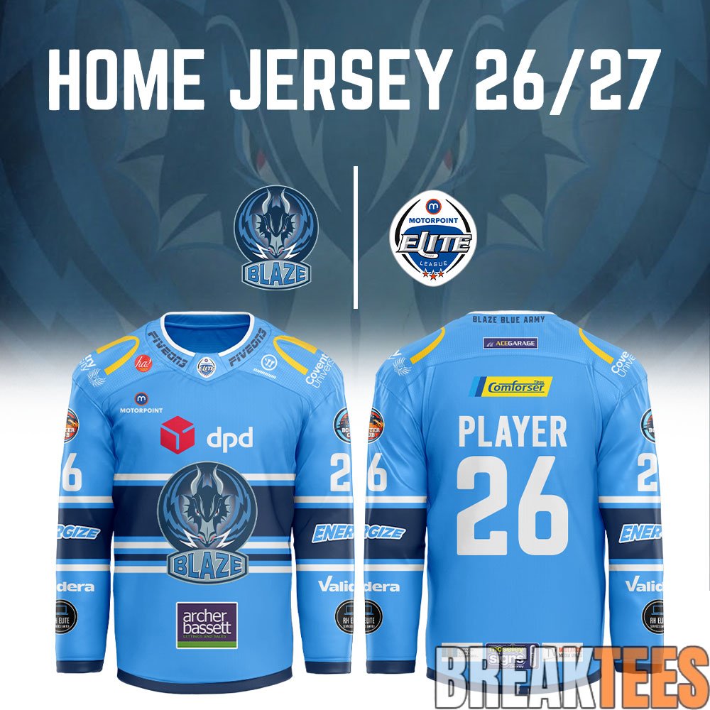 Coventry Blaze 2026/27 Blue Hockey Jersey Custom Coventry Blaze 2026/27 Blue Hockey Jersey Custom