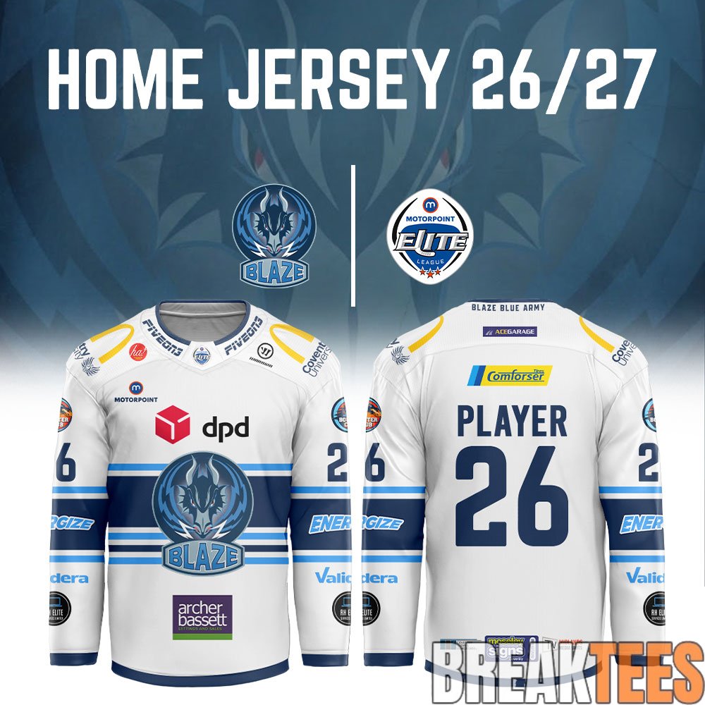 Coventry Blaze 2026/27 White Hockey Jersey Custom Coventry Blaze 2026/27 White Hockey Jersey Custom