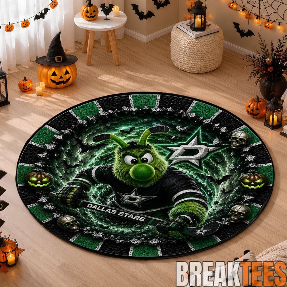 Dallas Stars Special Halloween Round Quilted Rug Dallas Stars Special Halloween Round Quilted Rug