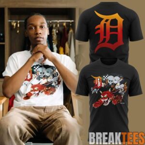Detroit Tigers Baseball Skull Heavyweight Shirt