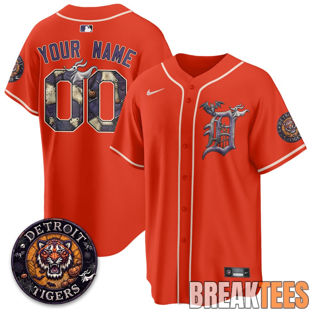 Detroit Tigers Halloween Nightmare Edition Custom Baseball Jersey Detroit Tigers Halloween Nightmare Edition Custom Baseball Jersey