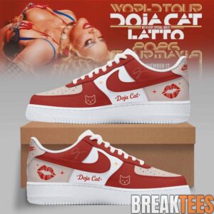 Doja Cat 2026 Tour Ma Vie World Tour Custom Air Force 1 – Scarlet Edition