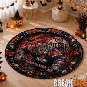 Edmonton Oilers Special Halloween Round Quilted Rug