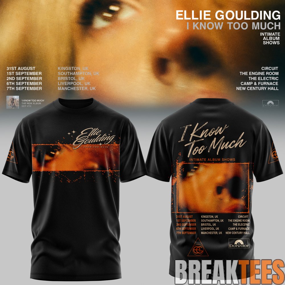 Ellie Goulding I Know Too Much Tour 3D All-Over Print T-Shirt Ellie Goulding I Know Too Much Tour 3D All-Over Print T-Shirt