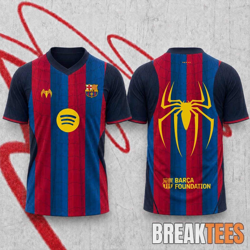 FC Barcelona Spider-Man Crew Neck Football Jersey FC Barcelona Spider-Man Crew Neck Football Jersey