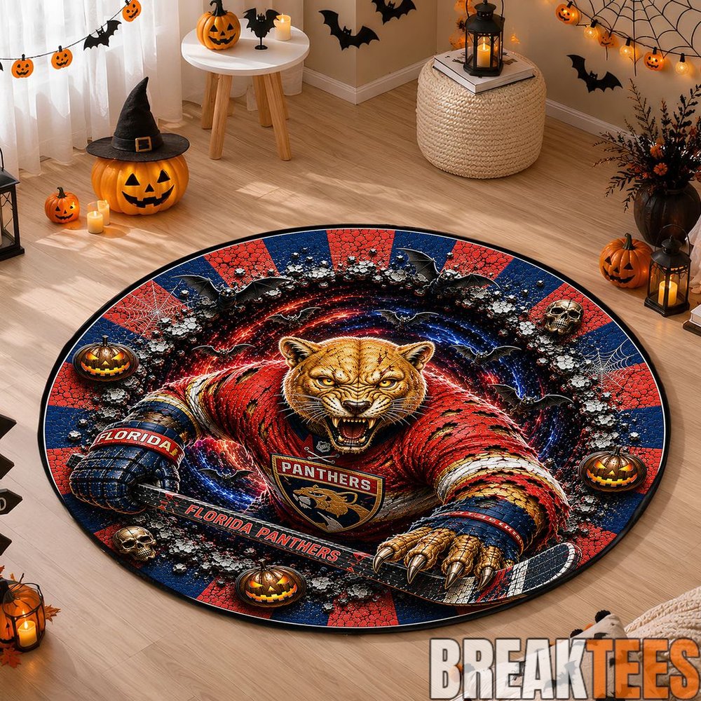 Florida Panthers Special Halloween Round Quilted Rug Florida Panthers Special Halloween Round Quilted Rug
