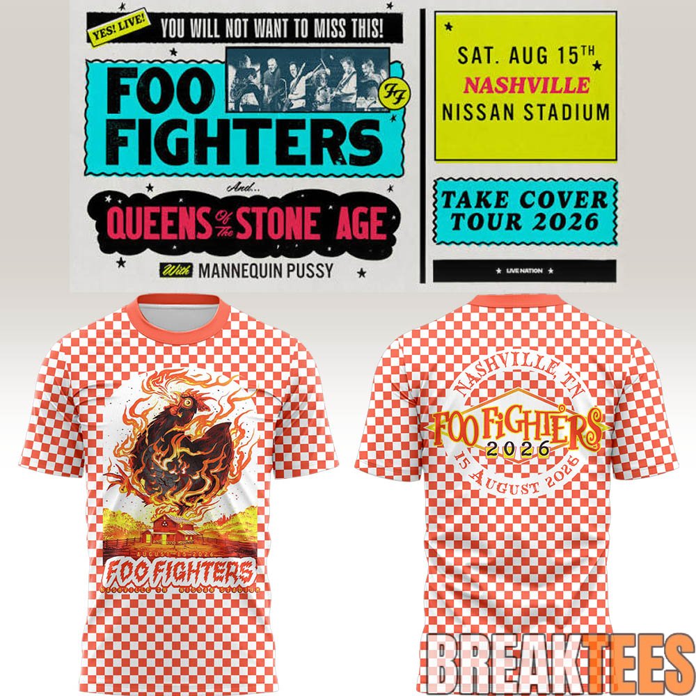 Foo Fighters 🎸🎤 “Take Cover Tour 2026” in Nashville, TN T-Shirt Foo Fighters 🎸🎤 “Take Cover Tour 2026” in Nashville, TN T-Shirt