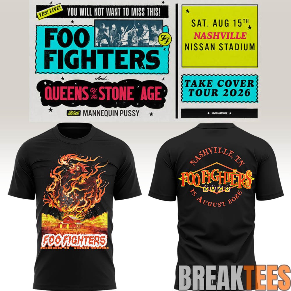 Foo Fighters 🎸🎤 “Take Cover Tour 2026” in Nashville, TN T-Shirt Foo Fighters 🎸🎤 “Take Cover Tour 2026” in Nashville, TN T-Shirt