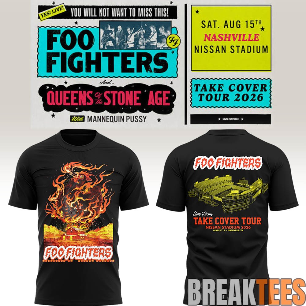 Foo Fighters 🎸🎤 “Take Cover Tour 2026” in Nashville, TN T-Shirt Foo Fighters 🎸🎤 “Take Cover Tour 2026” in Nashville, TN T-Shirt