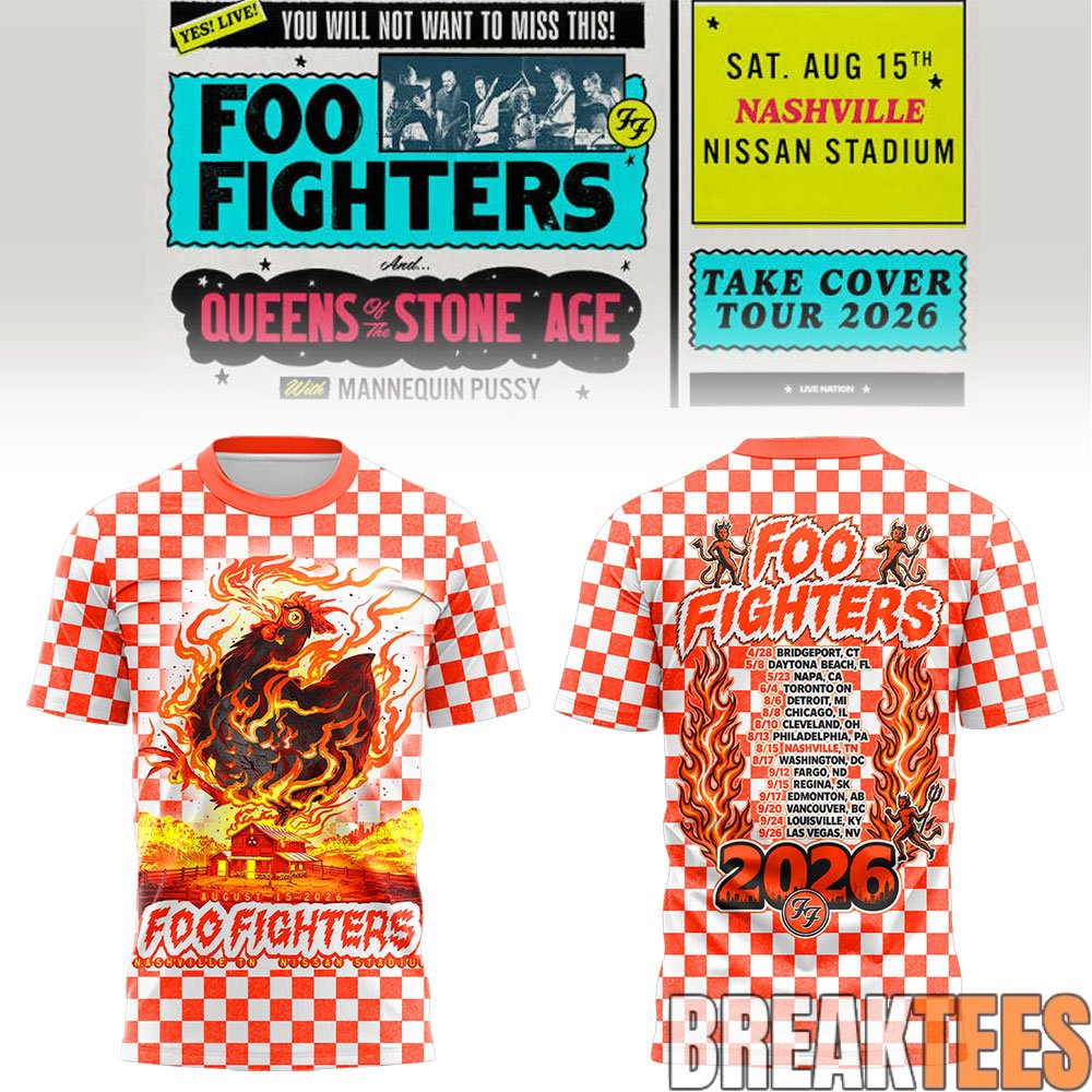 Foo Fighters 🎸🎤 “Take Cover Tour 2026” in Nashville, TN T-Shirt Foo Fighters 🎸🎤 “Take Cover Tour 2026” in Nashville, TN T-Shirt