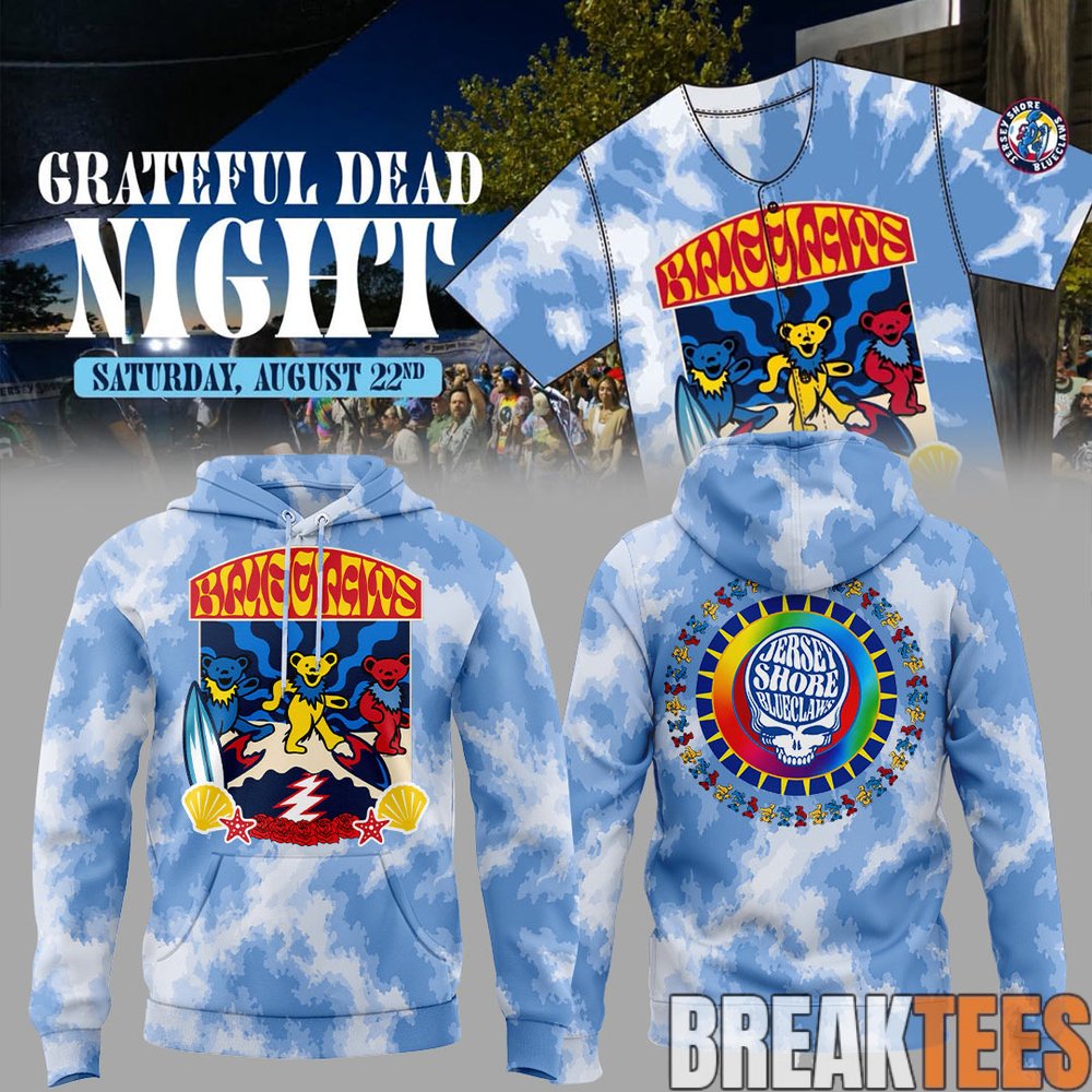 Jersey Shore BlueClaws Grateful Dead Night Hoodie Jersey Shore BlueClaws Grateful Dead Night Hoodie