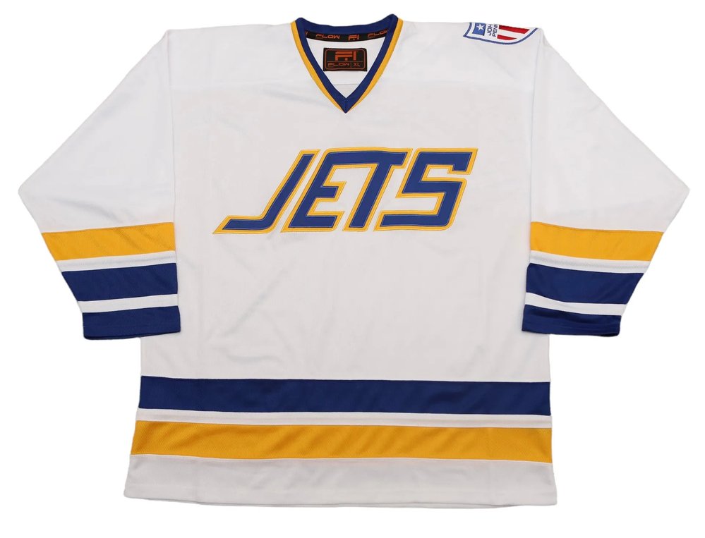 Johnstown Jets Mid-70s White Hockey Jersey Johnstown Jets Mid-70s White Hockey Jersey