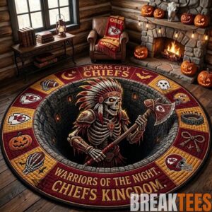 Kansas City Chiefs 2026 Halloween Quilted Round Rug – Limited Edition
