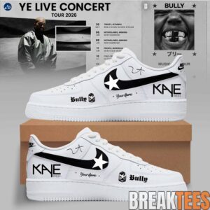 Kanye West Bully Live Concert Tour 2026 Custom AF1 Sneakers – White & Black Edition