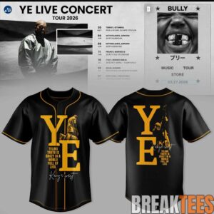 Kanye West Bully Live Concert Tour 2026 Premium 3D Baseball Jersey – Vintage Black