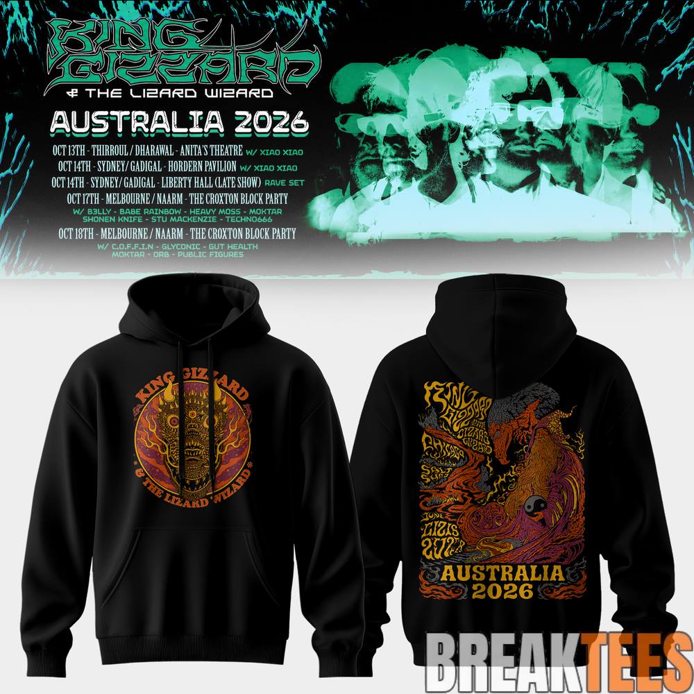 King Gizzard & The Lizard Wizard Tour in Australia 2026 Hoodie King Gizzard & The Lizard Wizard Tour in Australia 2026 Hoodie