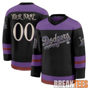 LA Dodgers Nightmare Halloween Edition Hockey Custom Jersey 2