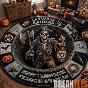 Las Vegas Raiders 2026 Halloween Quilted Round Rug – Limited Edition
