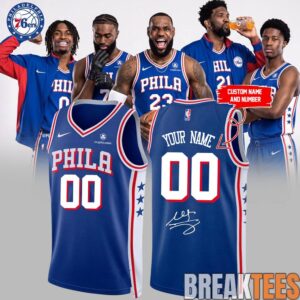 LeBron James Philadelphia 76ers Limited Edition Signature Basketball Jersey – Blue