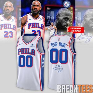 LeBron James Philadelphia 76ers Limited Edition Signature Basketball Jersey – White