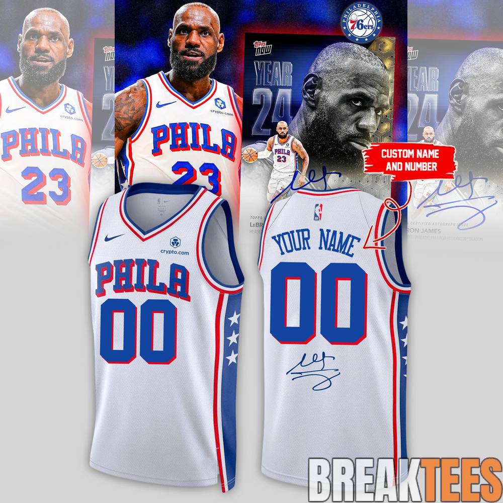 LeBron James Philadelphia 76ers Limited Edition Signature Basketball Jersey – White LeBron James Philadelphia 76ers Limited Edition Signature Basketball Jersey – White