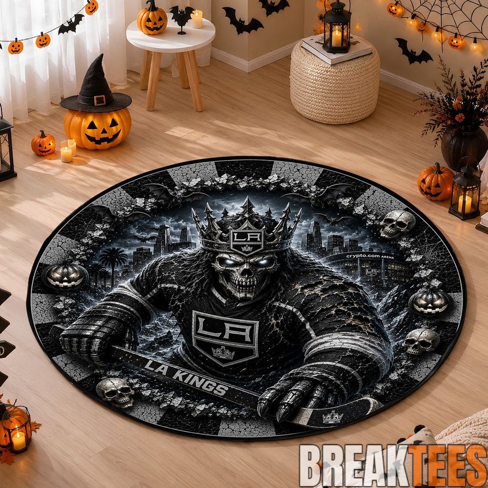 Los Angeles Kings Special Halloween Round Quilted Rug Los Angeles Kings Special Halloween Round Quilted Rug
