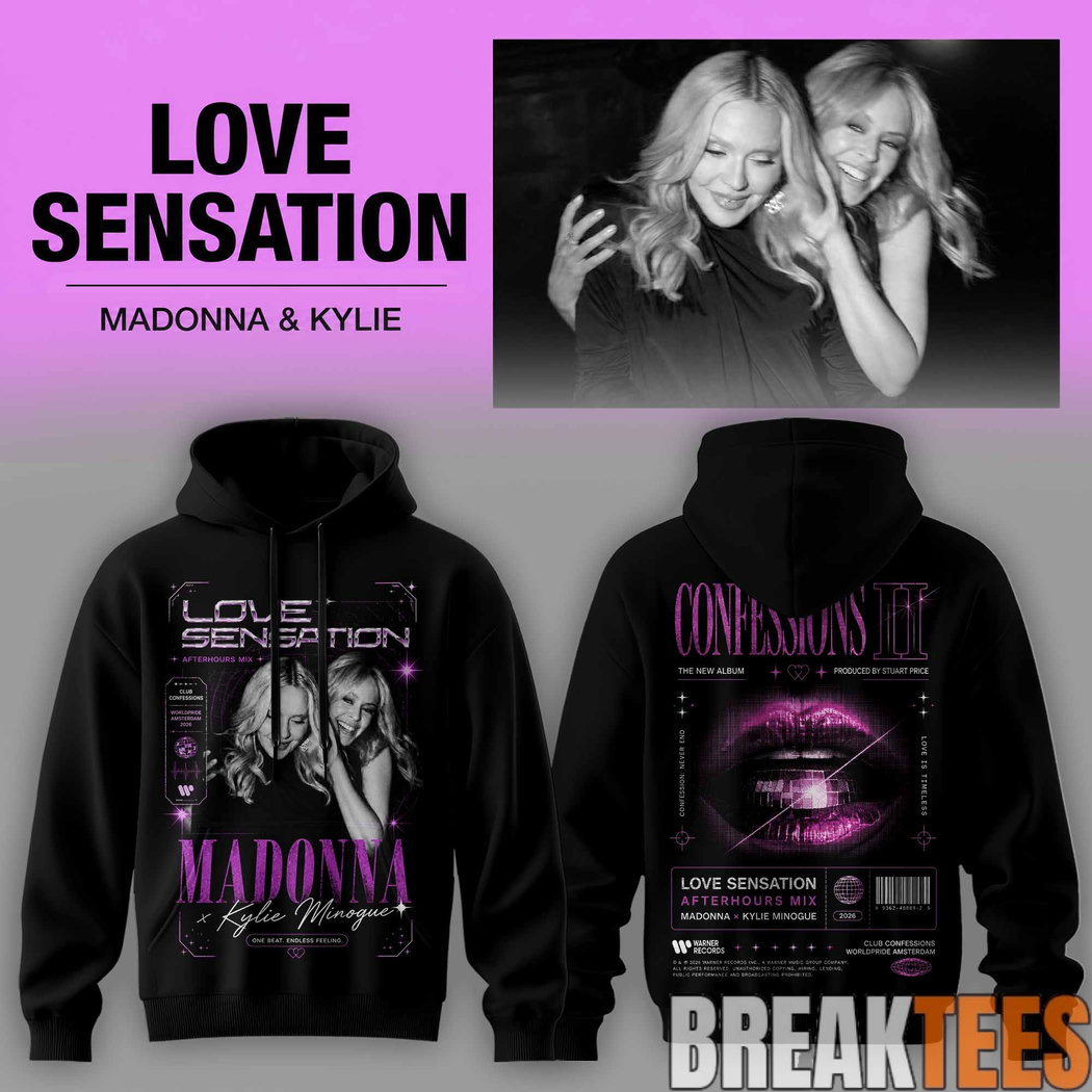 Madonna & Kylie Love Sensation Graphic Baseball Jersey Madonna & Kylie Love Sensation Graphic Baseball Jersey