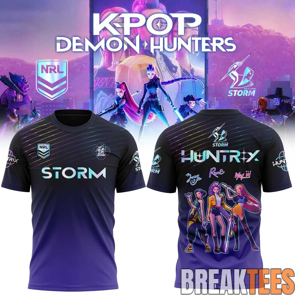 Melbourne Storm x K-Pop Demon Hunters T-Shirt Melbourne Storm x K-Pop Demon Hunters T-Shirt
