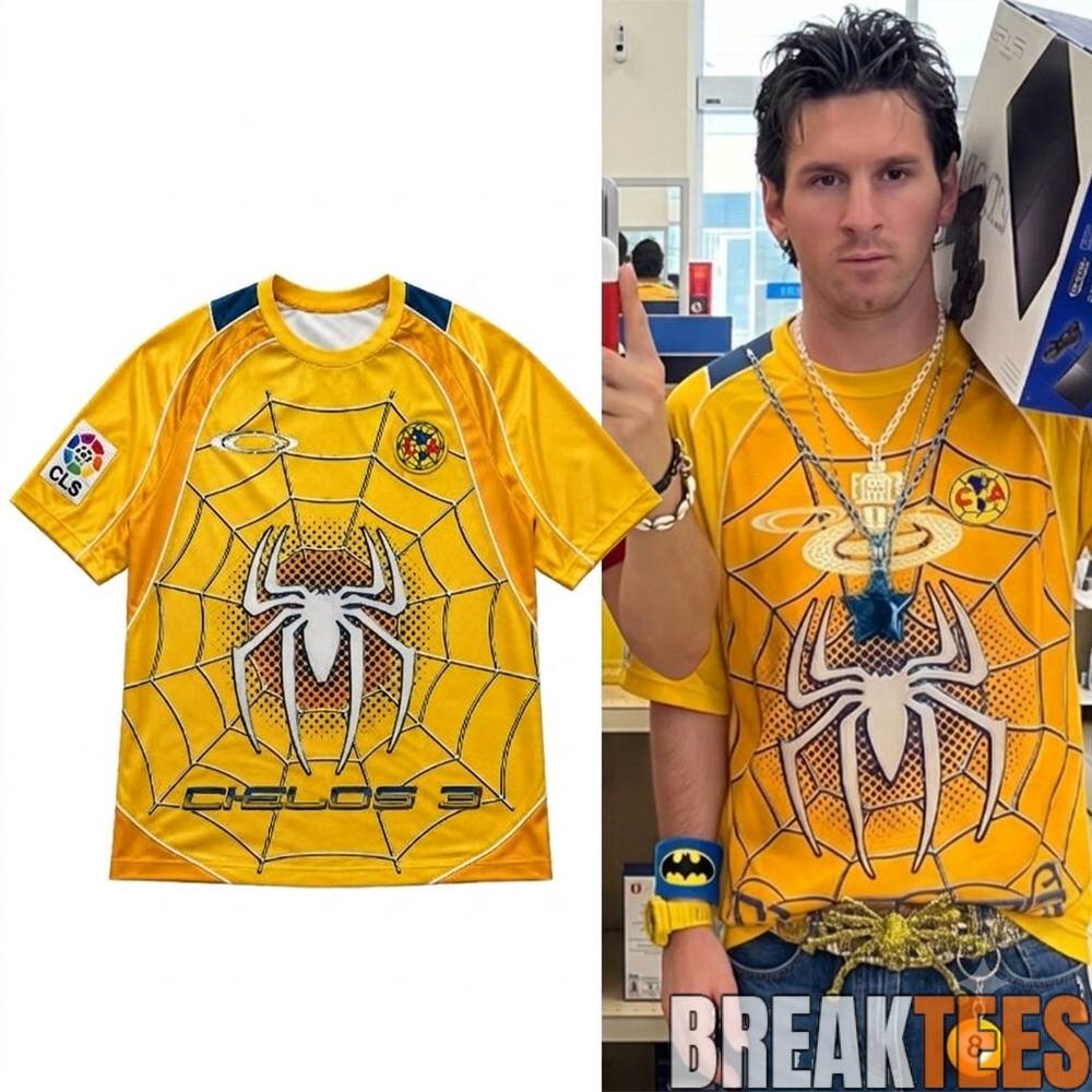 Messi Club America Spider Man Cielos 3 Yellow Jersey Messi Club America Spider Man Cielos 3 Yellow Jersey