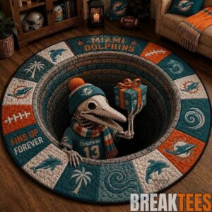 Miami Dolphins 2026 Halloween Quilted Round Rug – Limited Edition